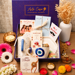 Artecasa Nazar Se Surakshit Rakhi Hamper | Evil Eye Rakhi Gift for Brother & Bhabhi