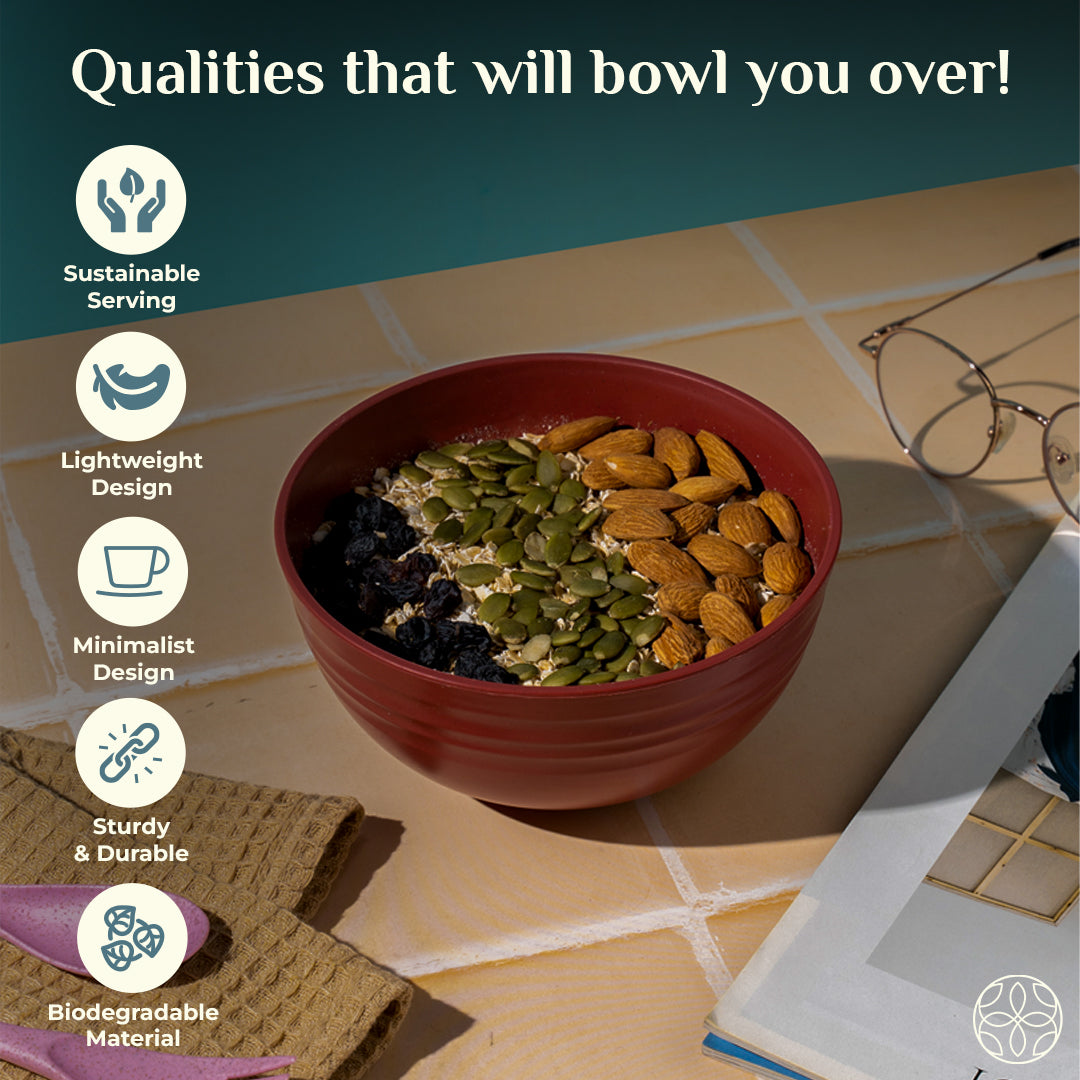 Irida Naturals Wheat Straw Serving Bowls Set Of 4