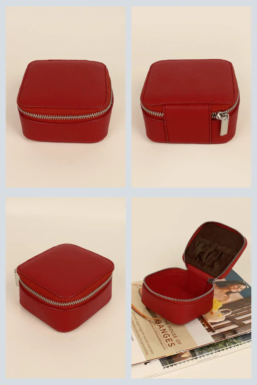 The House of Ganges - Vegan Leather Jewellery Case Sqaure