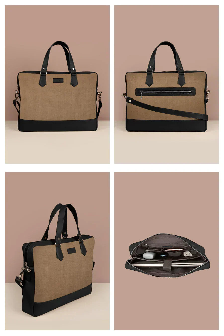 The House of Ganges - Ross Soft Jute 15 Inch Laptop Bag for Men