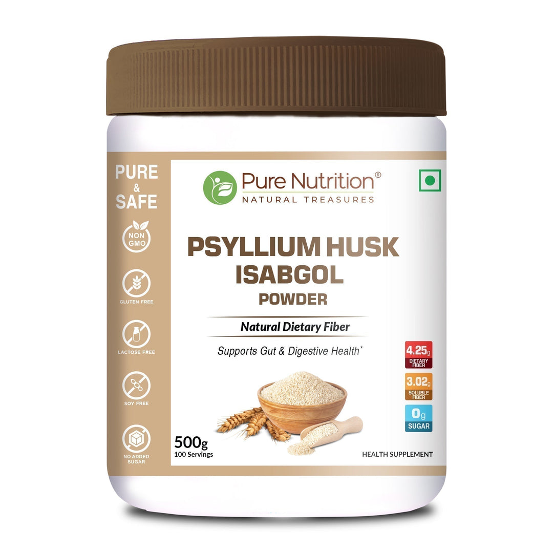 Psyllium Husk Isabgol Powder | Natural Fiber Supplement for Digestion & Regularity | 500g