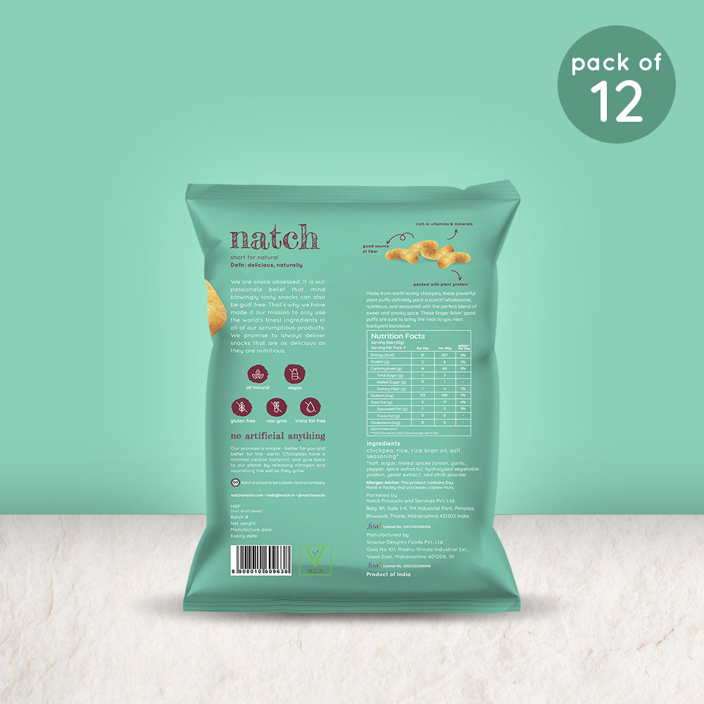 NATCH Chickpea puffs - barbecue (pack of 12)