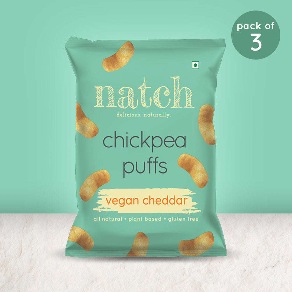 NATCH chickpea puffs - vegan cheddar (large pack of 3 - 65g)