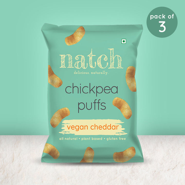 NATCH chickpea puffs - vegan cheddar (large pack of 3 - 65g)