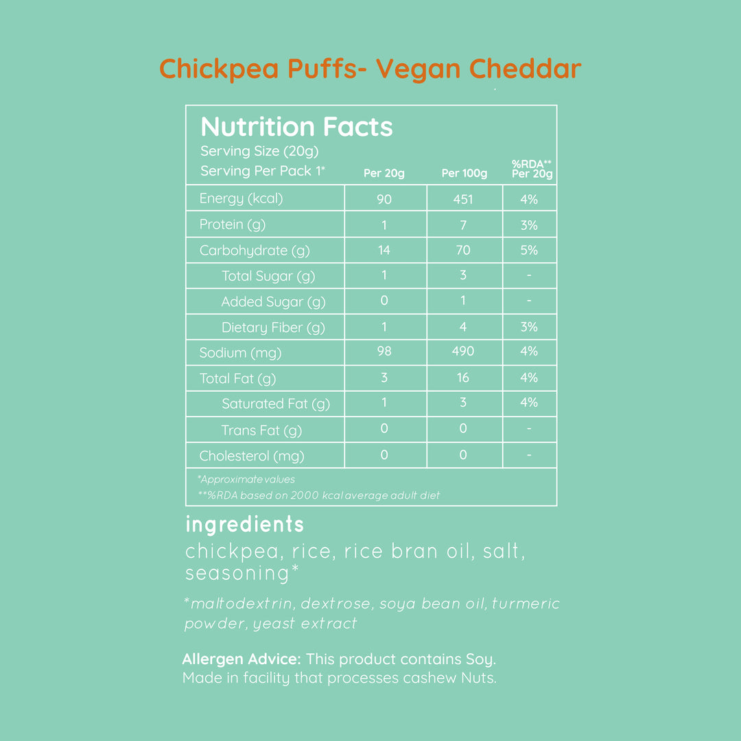 NATCH chickpea puffs - vegan cheddar (large pack of 3 - 65g)