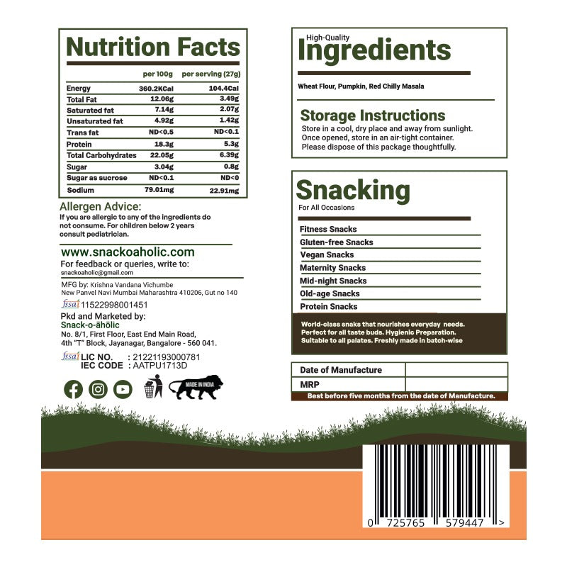 Snack-O-Aholic Baked Pumpkin crisps Pack of 3