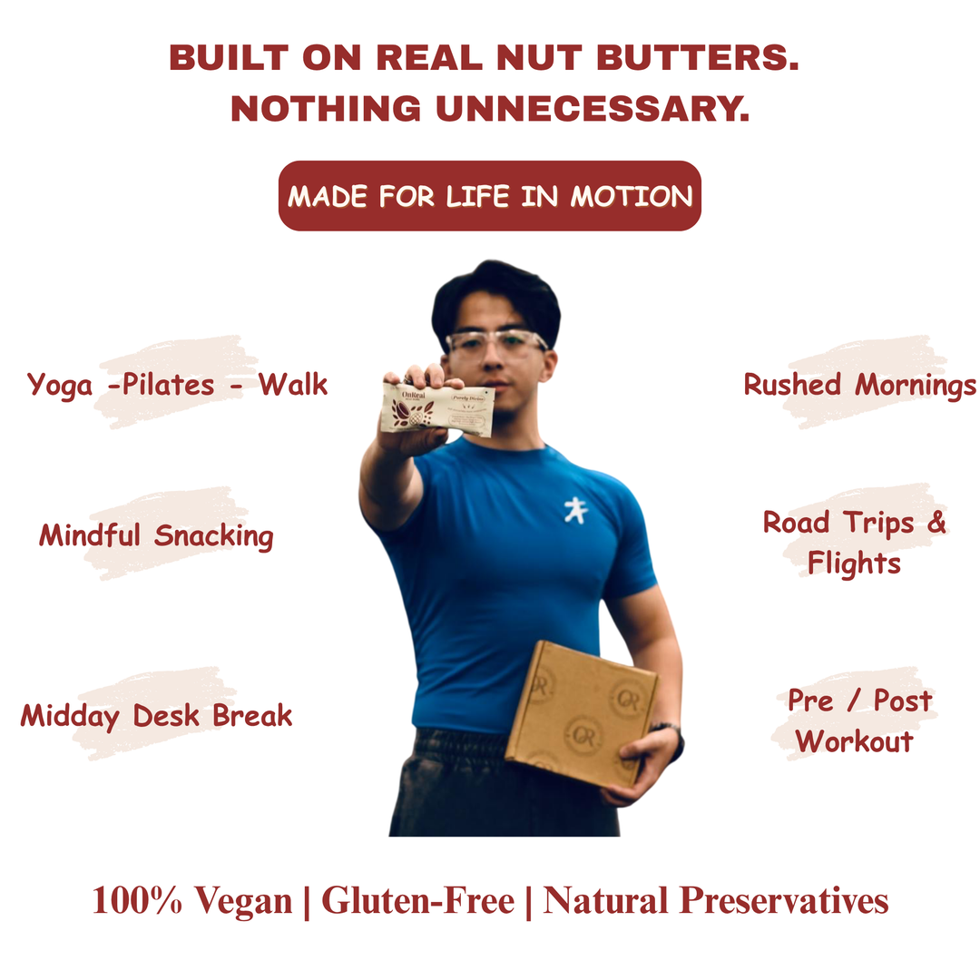OnReal Purely Divine Plant-Based Protein Bars | 15g Protein | No Refined Sugar | High Fiber | Almond Butter | Made with Ragi & Quinoa Puffs | Vegan, Gluten-Free | Clean Label Snack