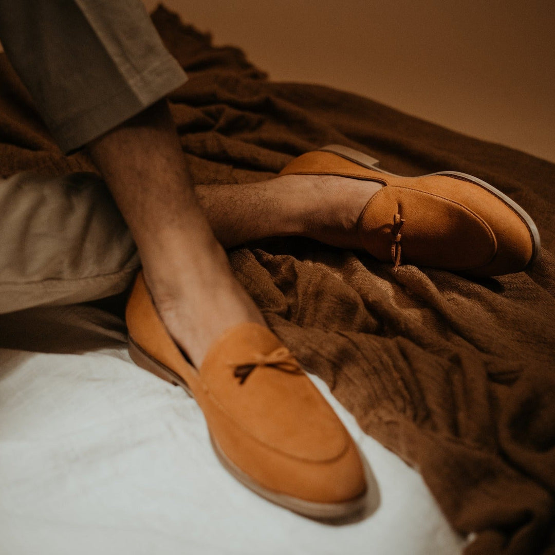 Monkstory Wyld Faux-Suede Slip-Ons – Pastel Peach