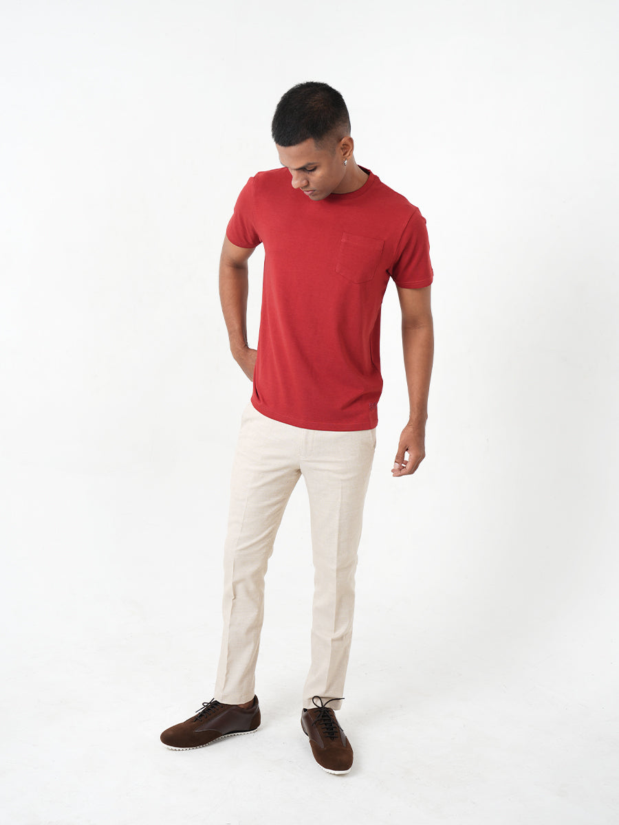 Monkstory Bamboo Cotton Crew Tee - Terracotta Red