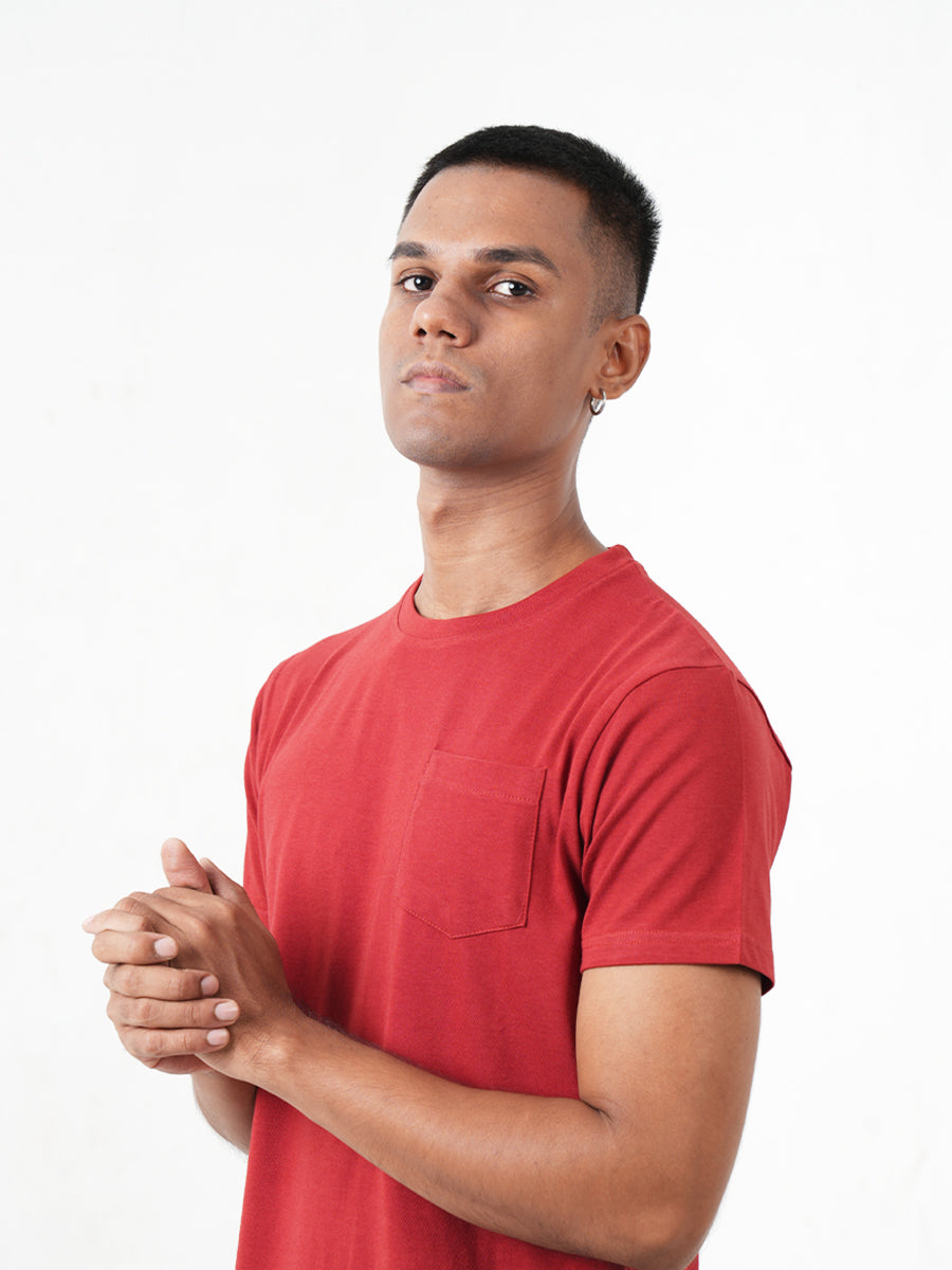 Monkstory Bamboo Cotton Crew Tee - Terracotta Red