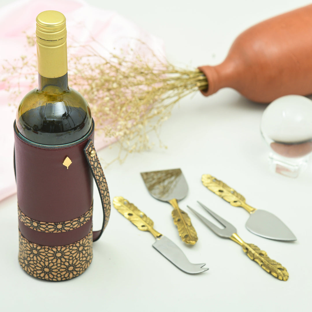 Green Hermitage Rosa Wine Bottle Holder - Maroon