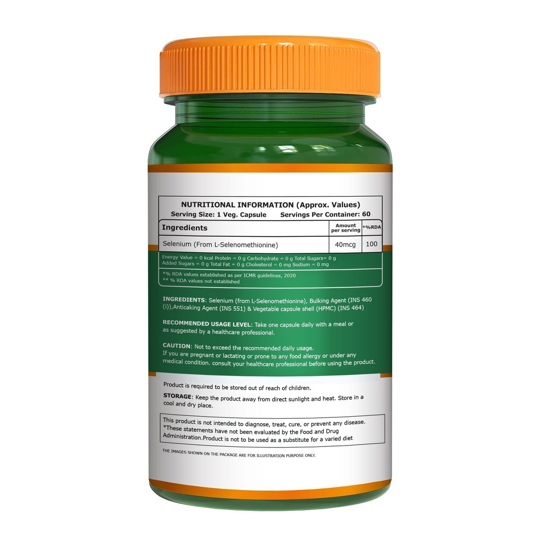 Selenium Supplement  60 Veg Capsules for Immunity & Wellness