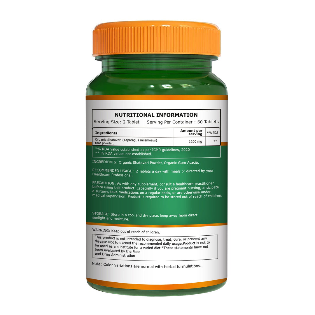 Organic Shatavari - 120 Tablets | Boosts Immunity, Digestion, and Supports Women&