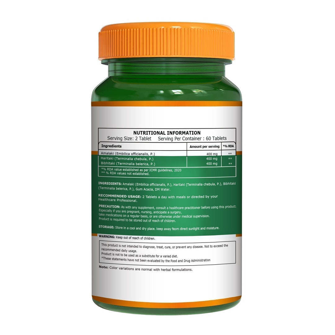 Organic Triphala Supplement - 120 Vegetarian Tablets | Supports Digestion and Boosts Immunity