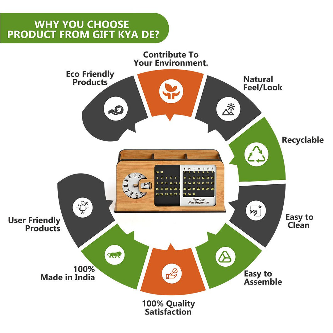 Gift Kya De Retro Radio Look Calendar Desk Organizer | Lifetime Calendar | Desk Accessories