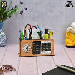 Gift Kya De Retro Radio Look Calendar Desk Organizer | Lifetime Calendar | Desk Accessories