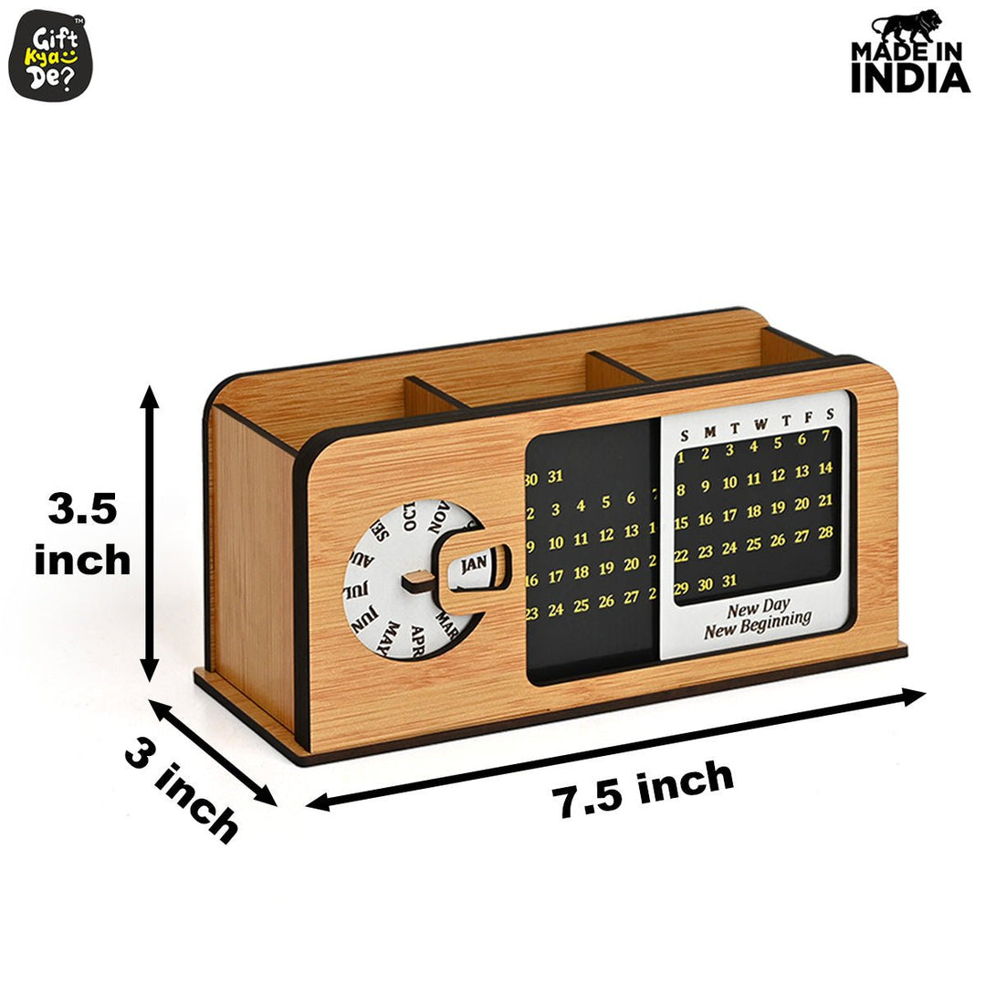 Gift Kya De Retro Radio Look Calendar Desk Organizer | Lifetime Calendar | Desk Accessories