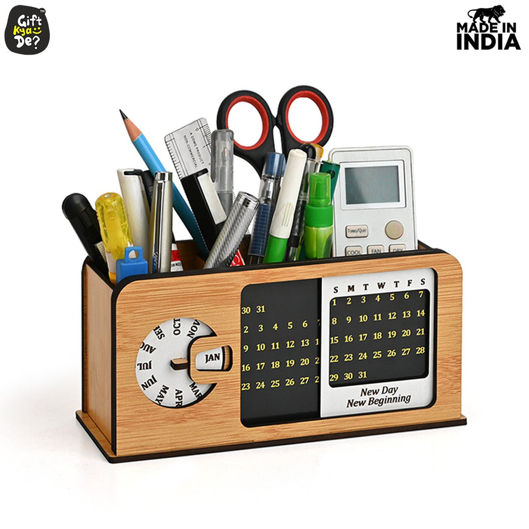 Gift Kya De Retro Radio Look Calendar Desk Organizer | Lifetime Calendar | Desk Accessories