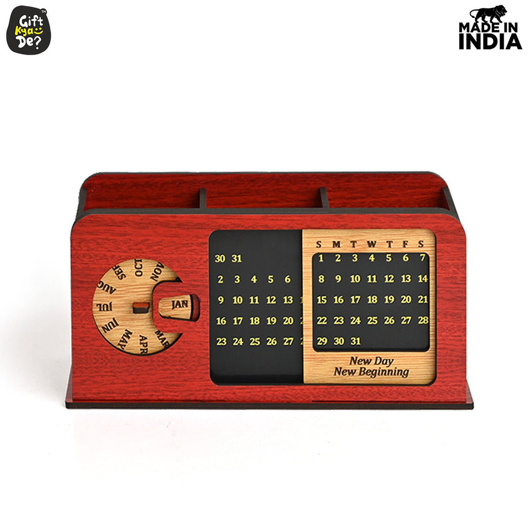 Gift Kya De Retro Radio Look Calendar Desk Organizer | Lifetime Calendar | Desk Accessories
