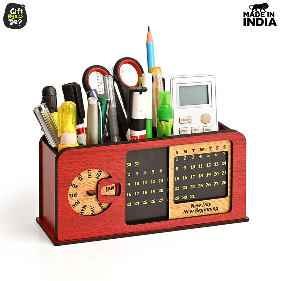 Gift Kya De Retro Radio Look Calendar Desk Organizer | Lifetime Calendar | Desk Accessories