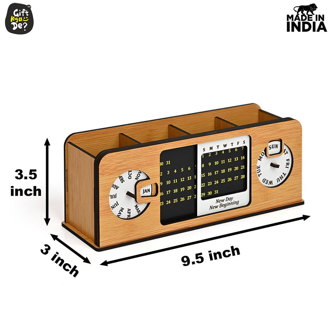 Gift Kya De Retro Radio Look Calendar Desk Organizer | Lifetime Calendar | Desk Accessories