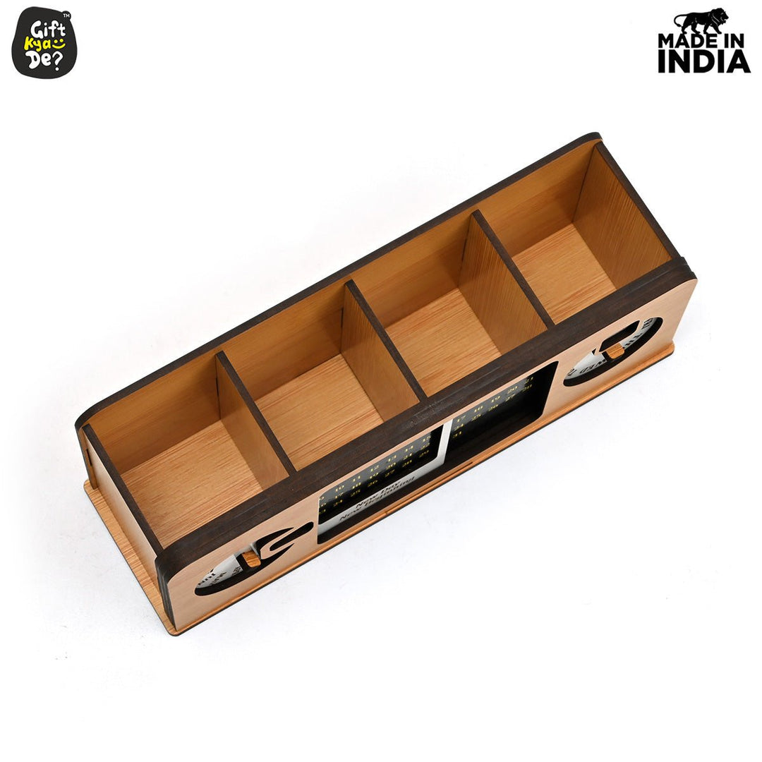 Gift Kya De Retro Radio Look Calendar Desk Organizer | Lifetime Calendar | Desk Accessories