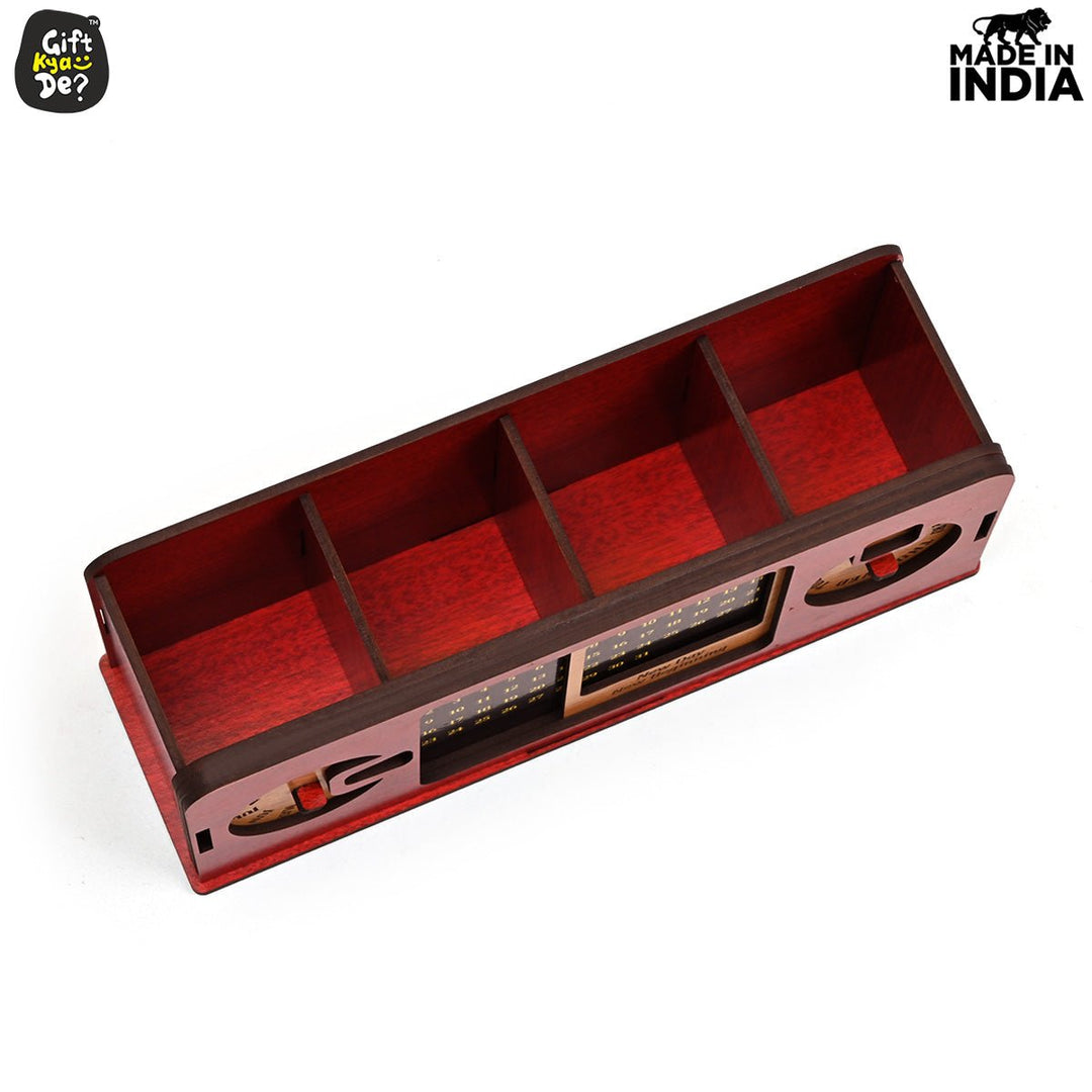 Gift Kya De Retro Radio Look Calendar Desk Organizer | Lifetime Calendar | Desk Accessories
