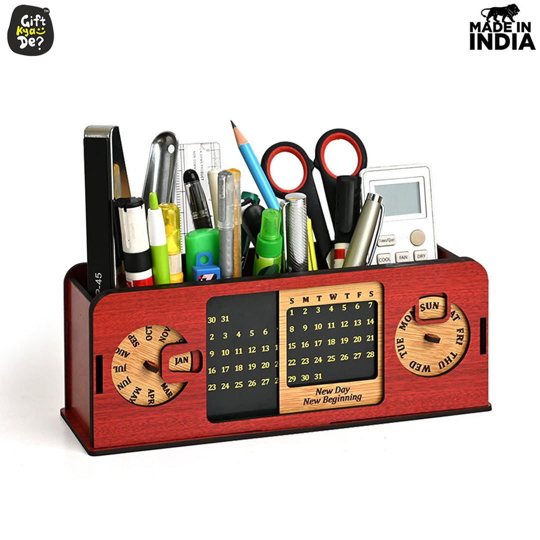 Gift Kya De Retro Radio Look Calendar Desk Organizer | Lifetime Calendar | Desk Accessories
