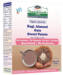 TummyFriendly Foods Organic Sprouted Porridge Mix | Ragi, Almonds, Oats, Sweet Potato | No Additives | 200g