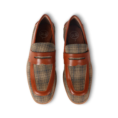 Monkstory Raro Plaid Fabric Slip-Ons - Brown