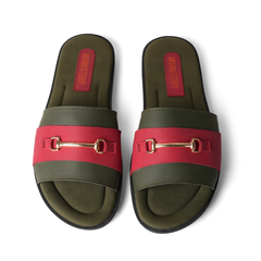 Monkstory Horsebit Slides - Red