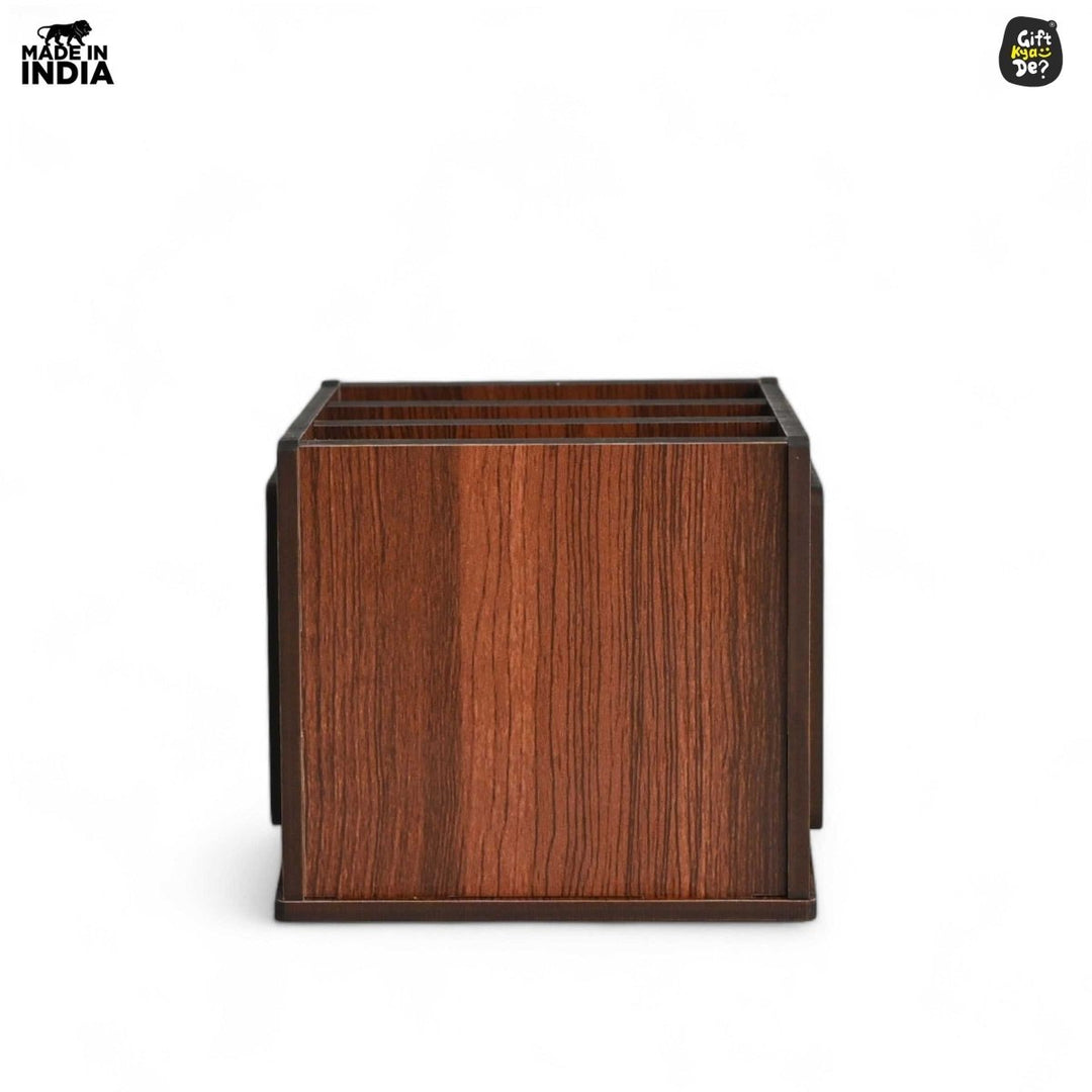 Gift Kya De Remote Stand with 3 Sections | Wooden Remote Holder for TV and AC | Stationary Organizer