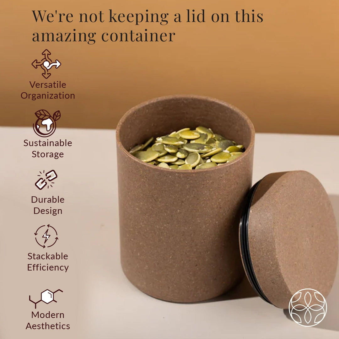 Irida Naturals Rice Husk And Bamboo Fiber Airtight Storage Container For Kitchen