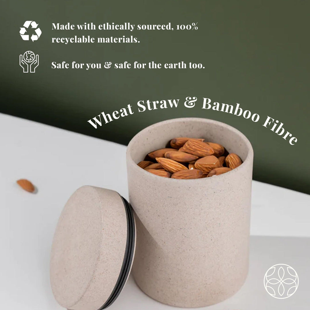 Irida Naturals Rice Husk And Bamboo Fiber Airtight Storage Container For Kitchen