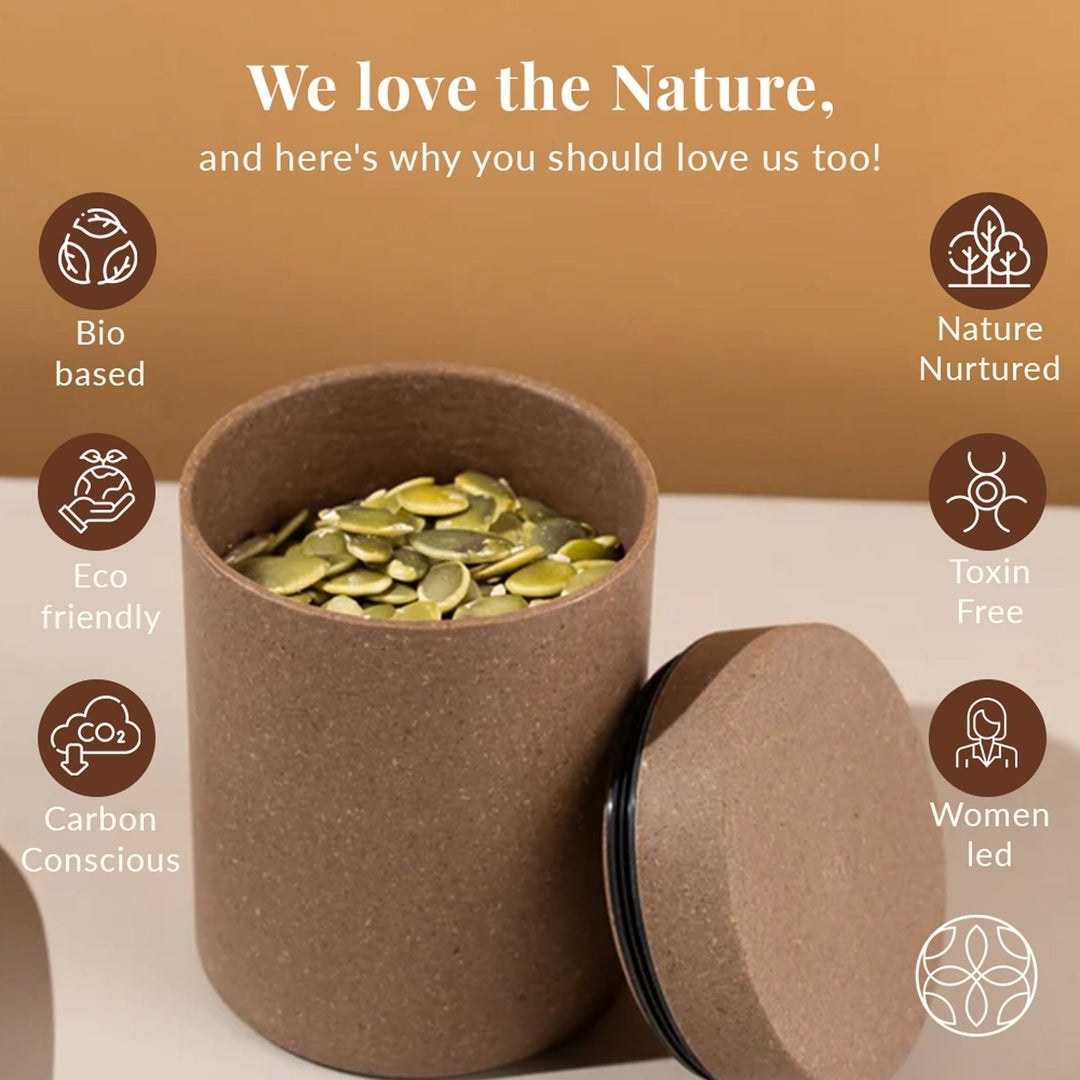 Irida Naturals Rice Husk And Bamboo Fiber Airtight Storage Container For Kitchen