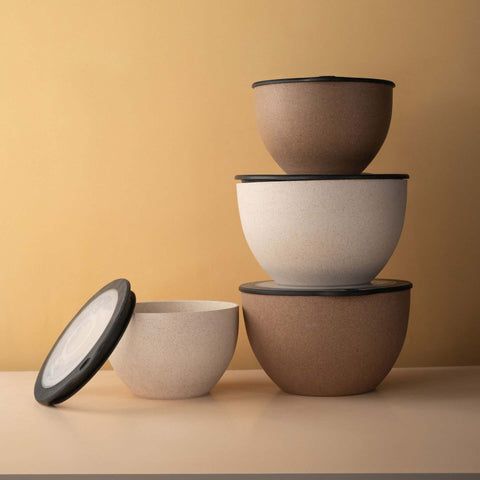 Irida Naturals Rice Husk And Bamboo Fiber Serving Bowl With Lid- 1.6L