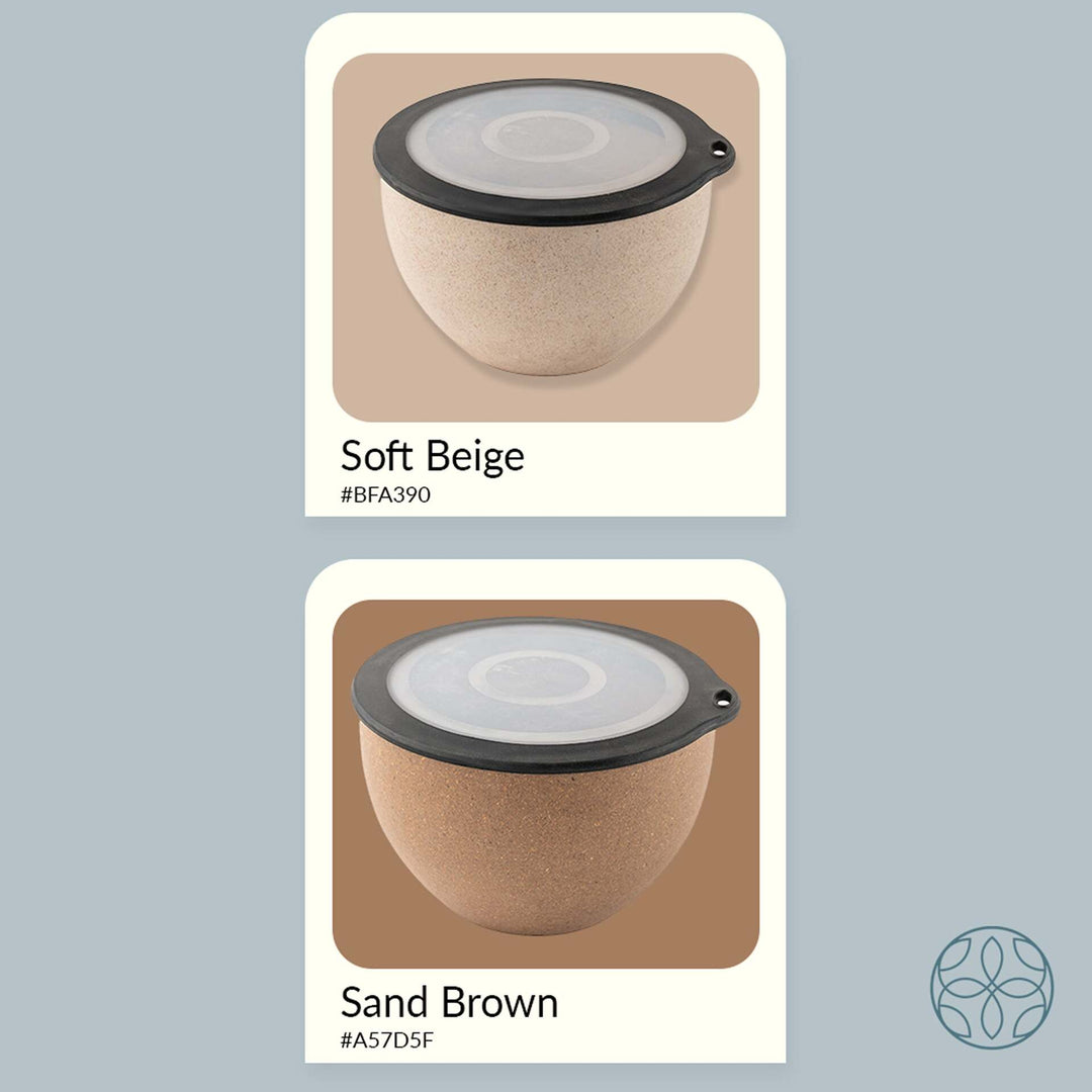 Irida Naturals Rice Husk And Bamboo Fiber Serving Bowl With Lid- 1.6L