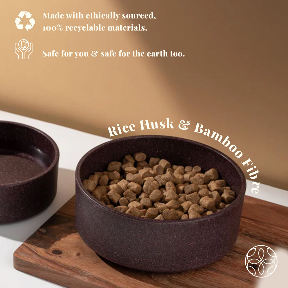 Irida Naturals Rice Husk Dog Bowls Round - Deep Purple