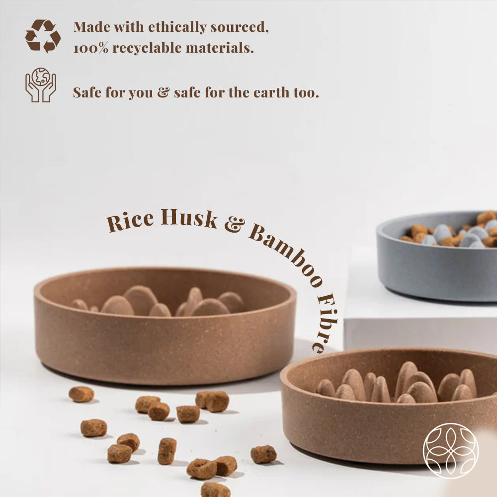 Irida Naturals Rice Husk Slow Feeder Bowl Mid - 14 CM
