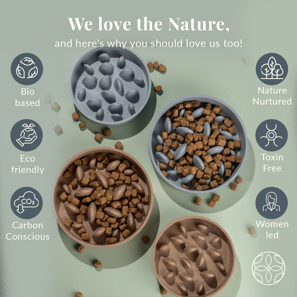 Irida Naturals Rice Husk Slow Feeder Bowl Mid - 14 CM