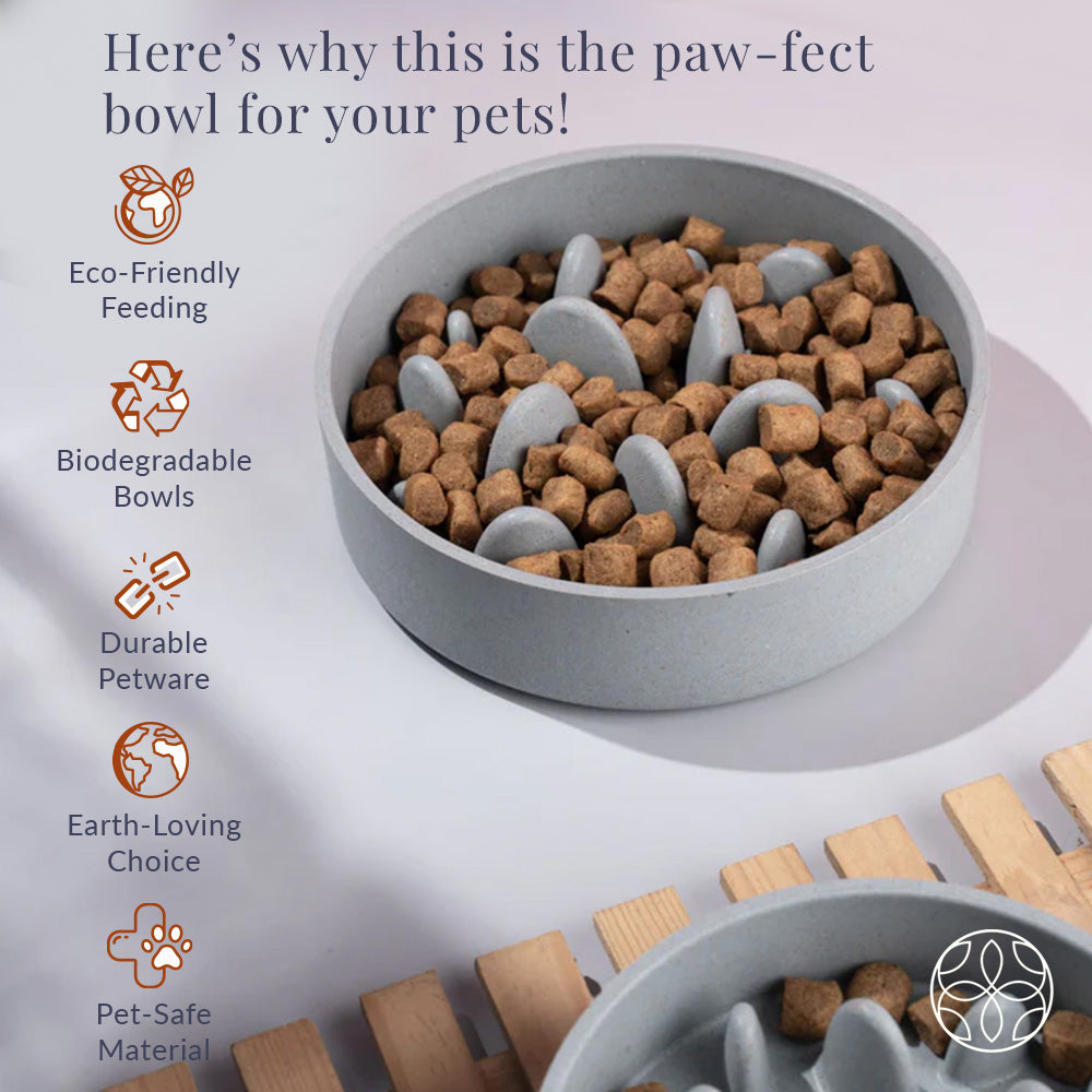 Irida Naturals Rice Husk Slow Feeder Bowl Mid - 14 CM