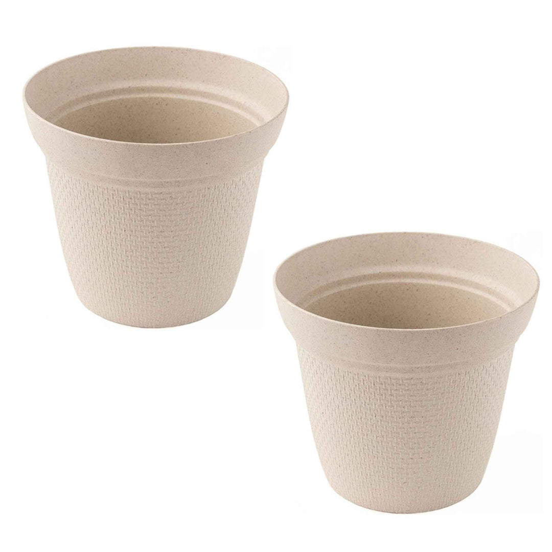 Irida Naturals Rice Husk and Bamboo Fiber Dahlia Pot and Planter - 10"-Set of 2
