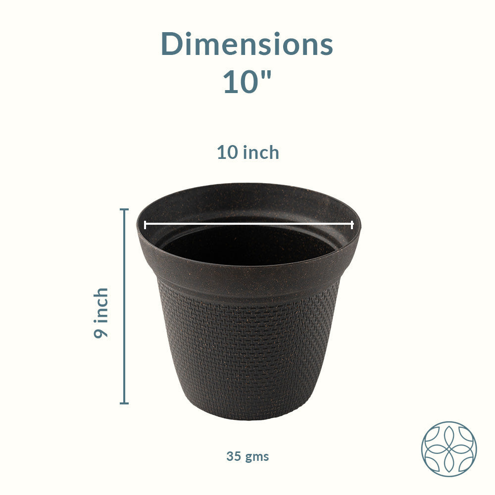 Irida Naturals Rice Husk and Bamboo Fiber Dahlia Pot and Planter - 10"-Set of 2