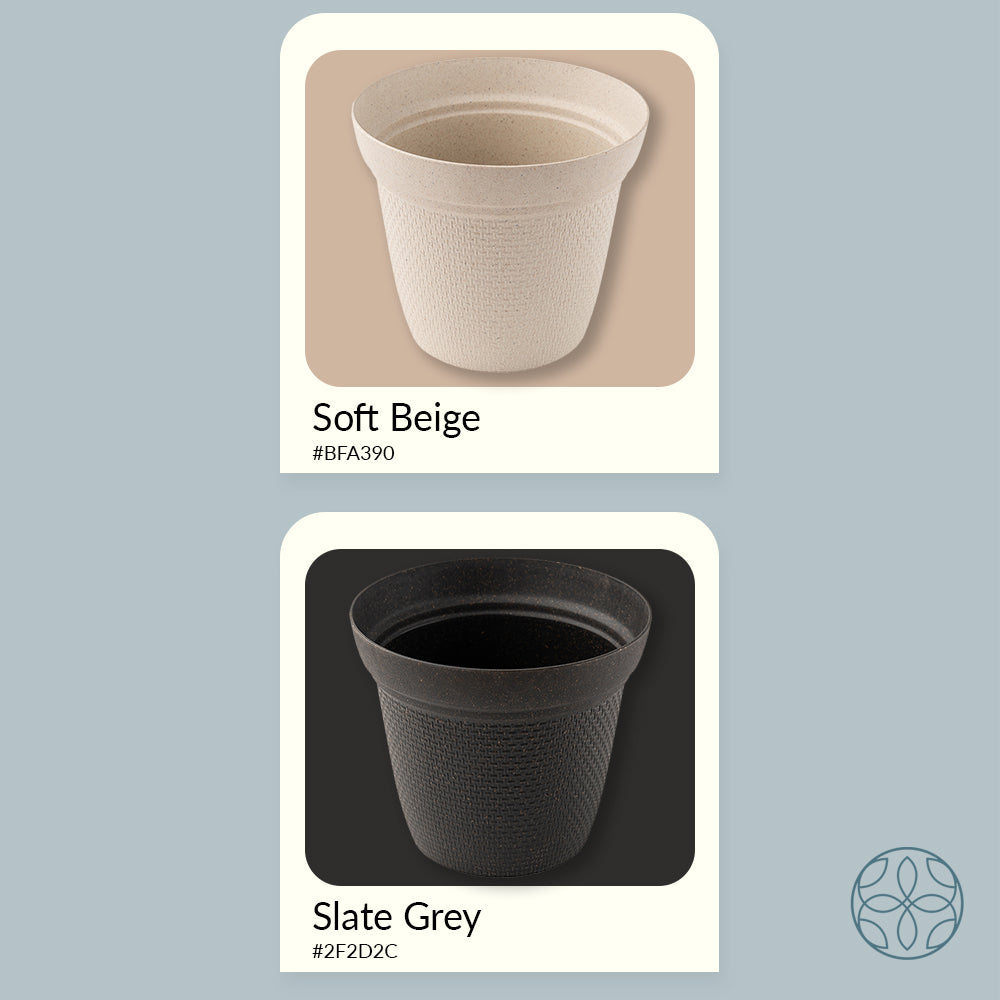 Irida Naturals Rice Husk and Bamboo Fiber Dahlia Pot and Planter - 10"-Set of 2