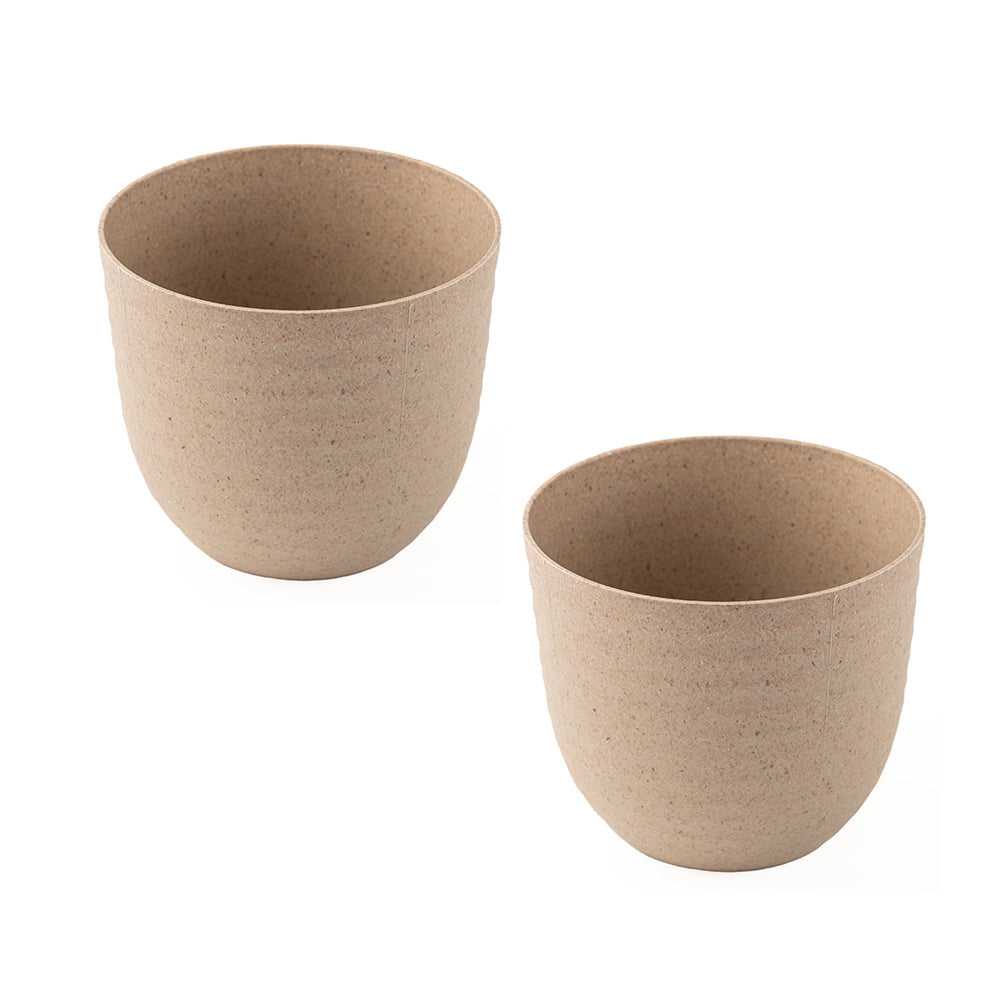 Irida Naturals Rice Husk and Bamboo Fiber Lily Pot and Planter - 7"- Set of 2