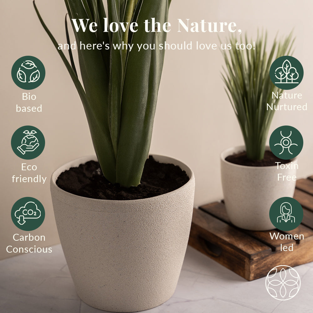 Irida Naturals Rice Husk and Bamboo Fiber Lily Pot and Planter - 7"- Set of 2