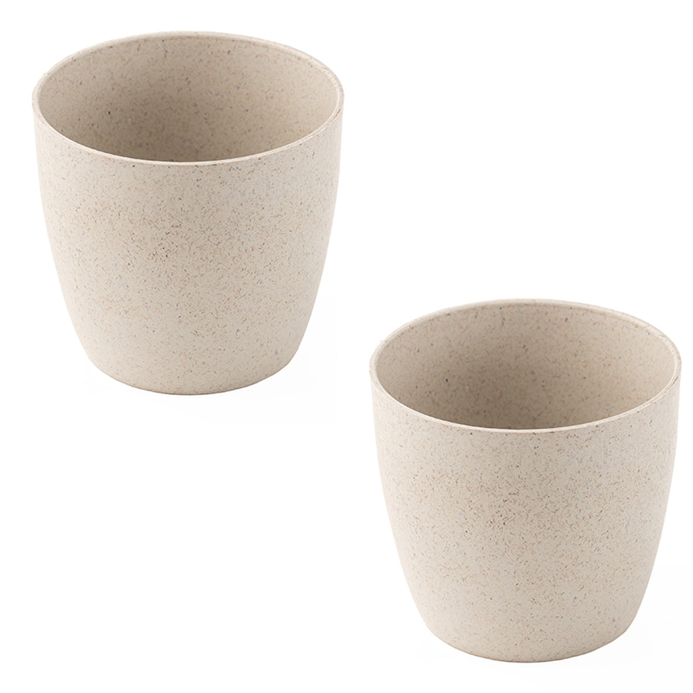 Irida Naturals Rice Husk and Bamboo Fiber Lily Pot and Planter - 9"- Set of 2