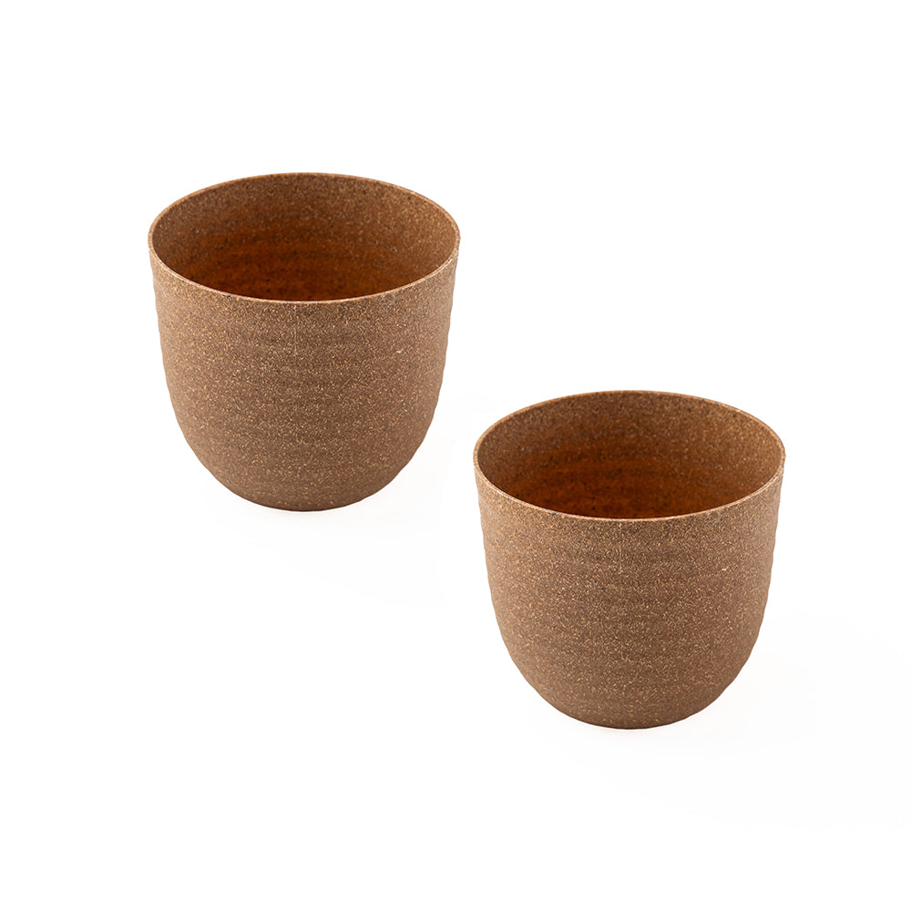 Irida Naturals Rice Husk and Bamboo Fiber Peony Pot and Planter - 4"- Set of 2