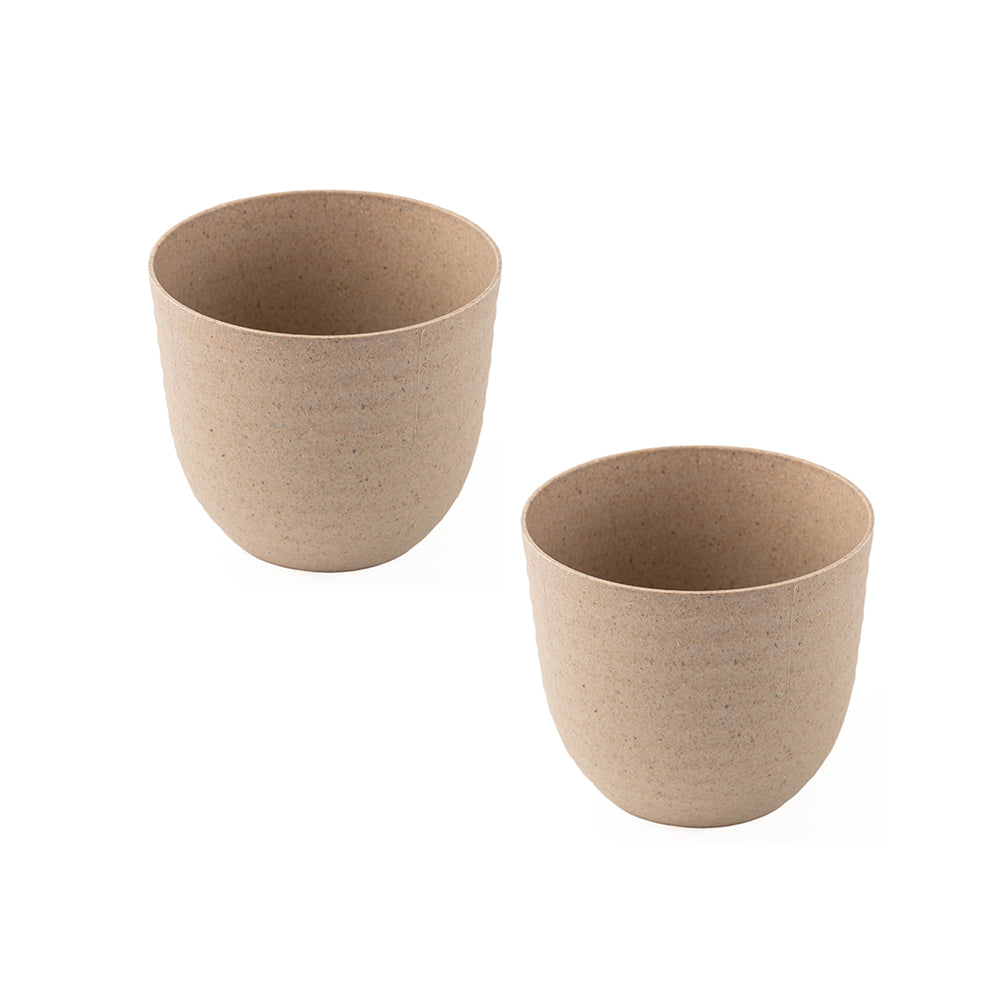 Irida Naturals Rice Husk and Bamboo Fiber Peony Pot and Planter - 4"- Set of 2