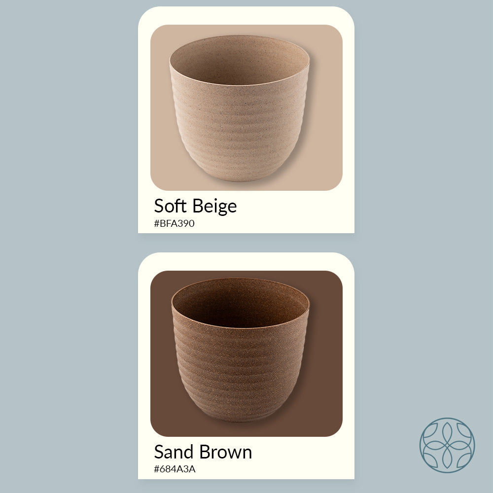 Irida Naturals Rice Husk and Bamboo Fiber Peony Pot and Planter - 4"- Set of 2